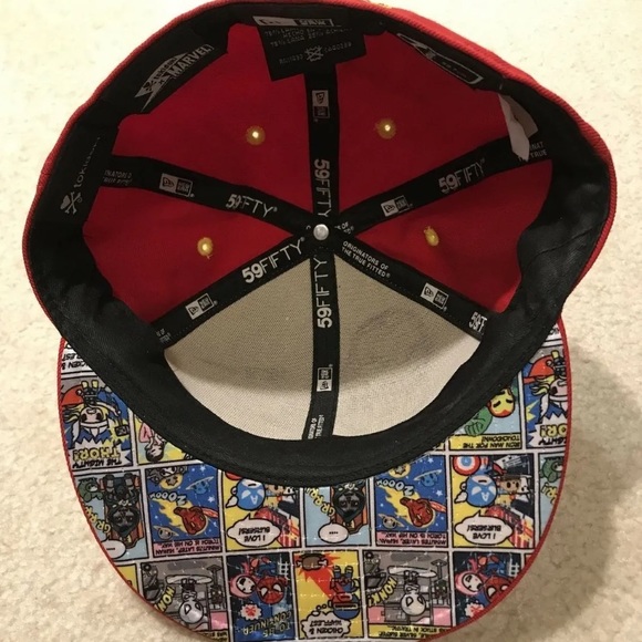TokiDoki Marvel Iron Man New Era Red Cap Hat Football Bulletproof Avengers 7 3/8 - Picture 6 of 12